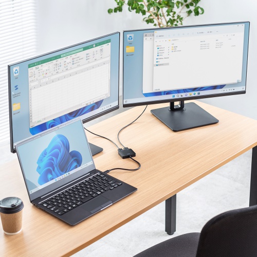 USB-C HDMI 変換アダプタ（2画面・4K/60Hz・HDR・ケーブル長20cm・Windows・マルチディスプレイ・ミラーリング）