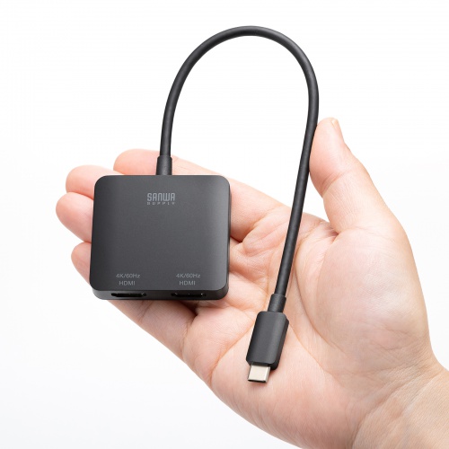 USB-C HDMI 変換アダプタ（2画面・4K/60Hz・HDR・ケーブル長20cm・Windows・マルチディスプレイ・ミラーリング）