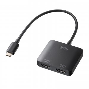 USB-C HDMI 変換アダプタ（2画面・4K/60Hz・HDR・ケーブル長20cm・Windows・マルチディスプレイ・ミラーリング）