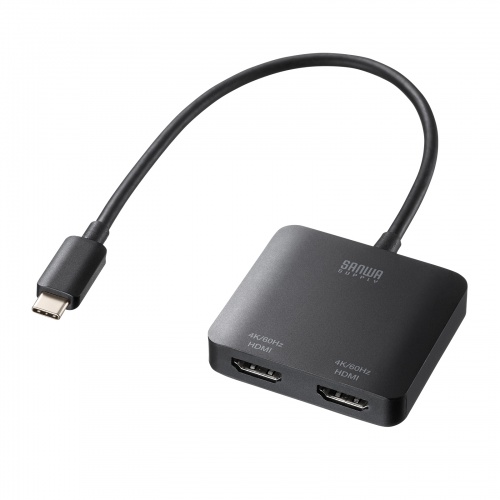 USB-C HDMI 変換アダプタ（2画面・4K/60Hz・HDR・ケーブル長20cm・Windows・マルチディスプレイ・ミラーリング）