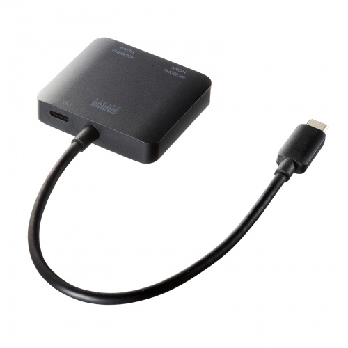USB Type C-HDMI変換アダプタ（2画面・4K/60Hz・HDR対応・PD100W・ケーブル長20cm・ブラック）