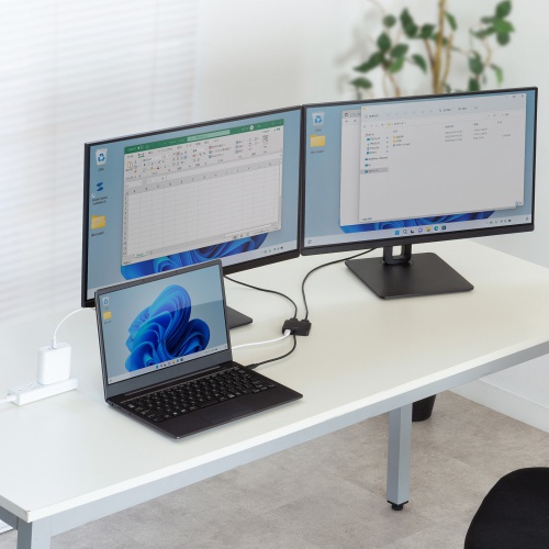 USB Type C-HDMI変換アダプタ（2画面・4K/60Hz・HDR対応・PD100W・ケーブル長20cm・ブラック）