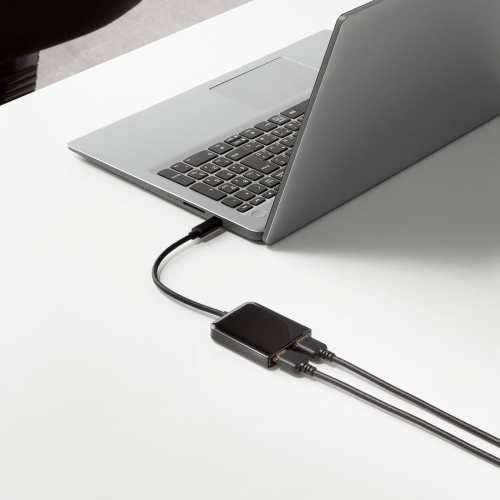 USB TypeC MSTハブ　(DisplayPort Altモード対応・Type-C→HDMI×2・ブラック）