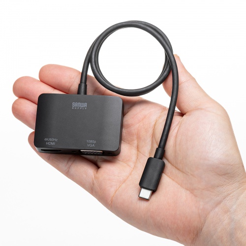 USB Type-C HDMI / VGA 変換アダプタ（2画面出力・4K/60Hz・ケーブル長50cm）