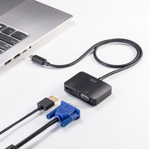 USB Type-C HDMI / VGA 変換アダプタ（2画面出力・4K/60Hz・ケーブル長50cm）