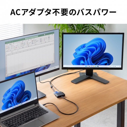 USB Type-C HDMI / VGA 変換アダプタ（2画面出力・4K/60Hz・ケーブル長50cm）