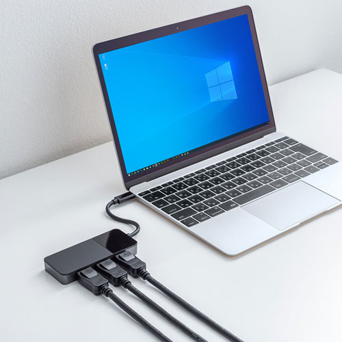 USB TypeC-DisplayPort MSTハブ(DisplayPort Altモード・3ポート・ブラック）