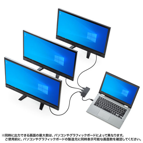 USB TypeC-HDMI MSTハブ　(DisplayPort Altモード・3ポート・ブラック）