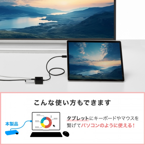 USB Type-C HDMI 変換アダプタ（USB Aポート・4K/60Hz・PD140W・ケーブル長50cm・USBハブ・MacBook・iPad Pro対応・iPad Air対応・HDR）