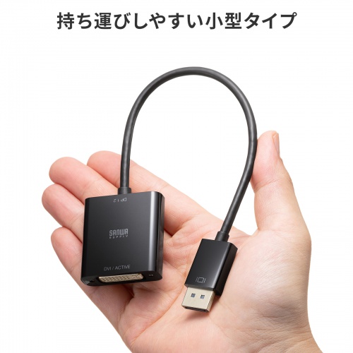 DisplayPort-DVI 変換アダプタ（20cm・アクティブタイプ・1080p・ディスプレイポート・変換ケーブル）