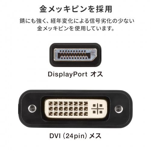 DisplayPort-DVI 変換アダプタ（20cm・アクティブタイプ・1080p・ディスプレイポート・変換ケーブル）
