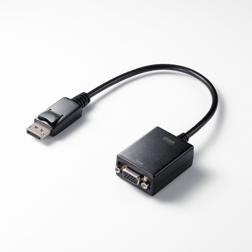 DisplayPort VGA 変換アダプタ（20cm・フルHD 1080p・D-Sub 15pin・モニター・プロジェクター・ブラック）