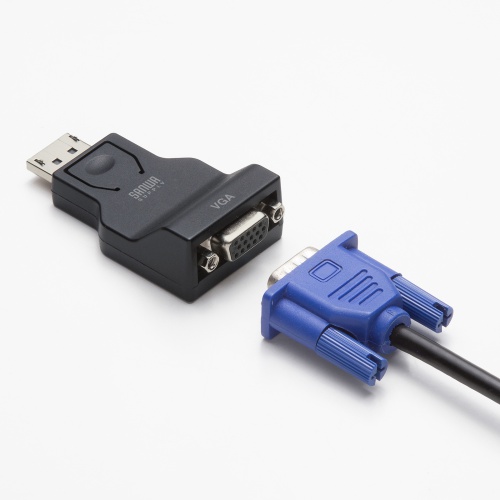 DisplayPort-VGA変換アダプタ（インチナット付き・抜け防止・ディスプレイポート・アクティブタイプ・コンパクト・ミニD-Sub（HD・15pin・1080p）