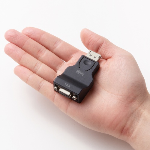 DisplayPort-VGA変換アダプタ（インチナット付き・抜け防止・ディスプレイポート・アクティブタイプ・コンパクト・ミニD-Sub（HD・15pin・1080p）