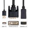 DVI-DisplayPort 変換アダプタ（4K/30Hz・約15cm・RoHS6/10 対応・USB電源・DVI-24pin・3重シールド）