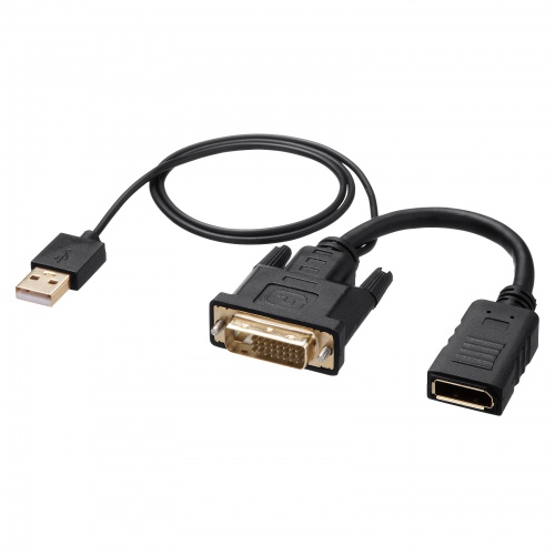 DVI-DisplayPort 変換アダプタ（4K/30Hz・約15cm・RoHS6/10 対応・USB電源・DVI-24pin・3重シールド）