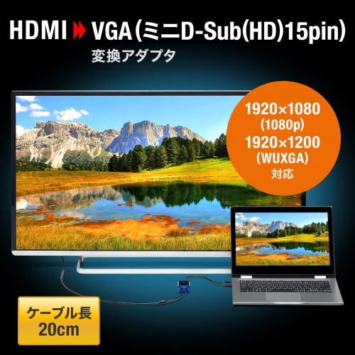 HDMI-VGA変換アダプタ（HDMI タイプAオス-VGAメス） AD-HD24VGA サンワサプライ
