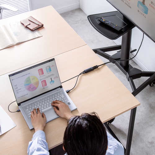 HDMI-DisplayPort変換アダプタ（4K/60Hz・ケーブル長20cm・パソコン・PS5・ブラック）