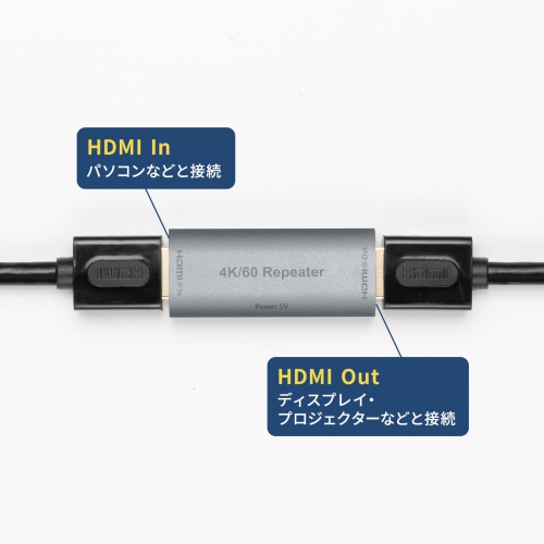 HDMI延長アダプタ（中継アダプタ・4K/60Hz・HDR 対応・最大40m延長・HDMIコネクタ・電源供給対応・ドライバー不要・メス - メス・プレミアムハイスピード）