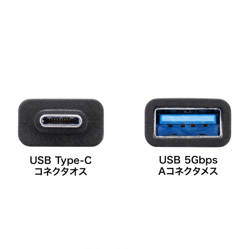 Type-C変換アダプタ（USB 5Gbps・USB A to Type-C変換・5V3A充電対応・超小型設計・樹脂コネクタ・袋パッケージ）