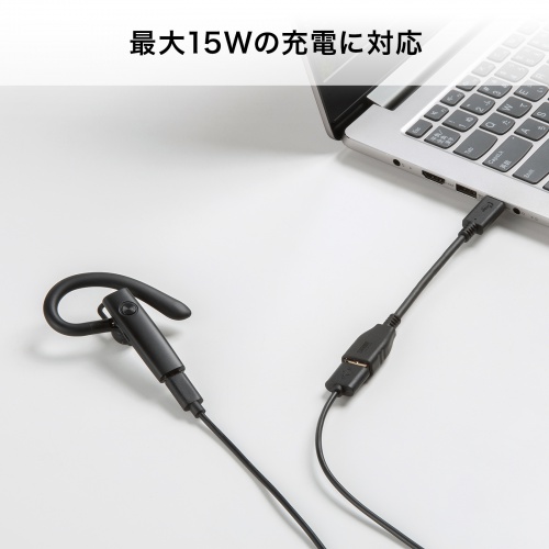 Type-C変換ケーブル（USB AtoC 変換・ケーブル一体型・USB・5Gbps・最大15W充電・ケーブル長7cm・USB-IF正規認証品・ブラック）