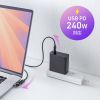 USB-C 540度 回転アダプタ（PD240W・L字・全方向対応・変換・コネクタ・USB2.0・Type-C・通電LED・ブラック）