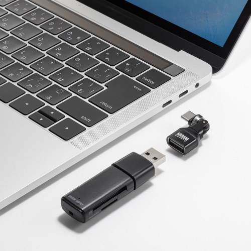 USB A to C 変換アダプタ(540°回転・上下左右・全方向対応・ L字・L型コネクタ・USB2.0・Type-Cオス-USB Aメス・方向変換・ブラック）