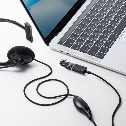 USB A to C 変換アダプタ(540°回転・上下左右・全方向対応・ L字・L型コネクタ・USB2.0・Type-Cオス-USB Aメス・方向変換・ブラック）