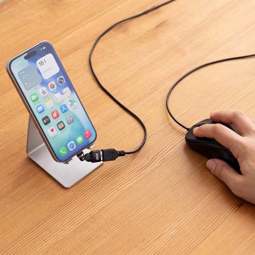 USB A to C 変換アダプタ(540°回転・上下左右・全方向対応・ L字・L型コネクタ・USB2.0・Type-Cオス-USB Aメス・方向変換・ブラック）