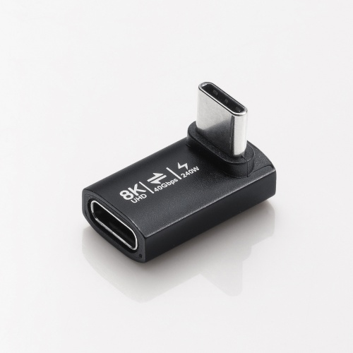 USB-C変換アダプタ（L字型・垂直タイプ・上下方向・USB・40Gbps・高速転送・PD240W・急速充電・CtoCコネクタ・ブラック）