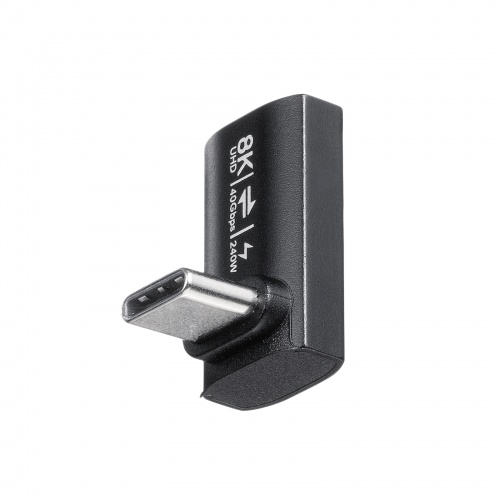 USB-C変換アダプタ（L字型・垂直タイプ・上下方向・USB・40Gbps・高速転送・PD240W・急速充電・CtoCコネクタ・ブラック）