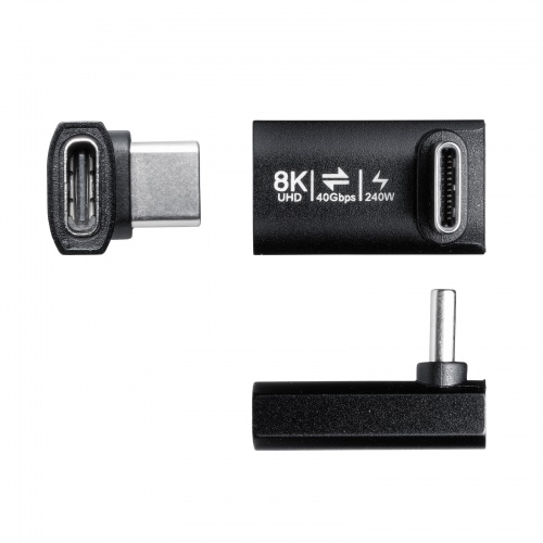 USB-C変換アダプタ（L字型・垂直タイプ・上下方向・USB・40Gbps・高速転送・PD240W・急速充電・CtoCコネクタ・ブラック）