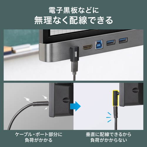 USB-C変換アダプタ（L字型・垂直タイプ・上下方向・USB・40Gbps・高速転送・PD240W・急速充電・CtoCコネクタ・ブラック）