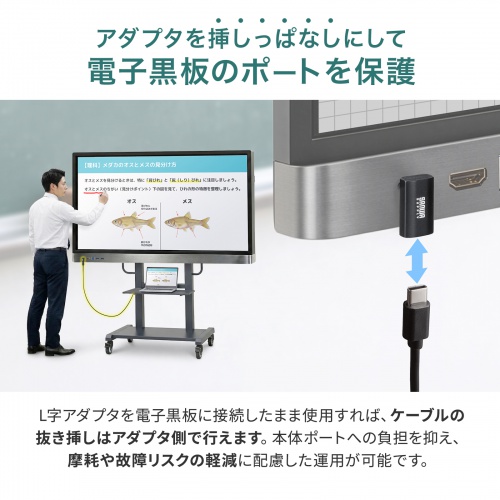 USB-C変換アダプタ（L字型・垂直タイプ・上下方向・USB・40Gbps・高速転送・PD240W・急速充電・CtoCコネクタ・ブラック）