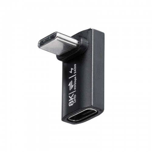 USB-C変換アダプタ（L字型・垂直タイプ・上下方向・USB・40Gbps・高速転送・PD240W・急速充電・CtoCコネクタ・ブラック）