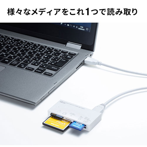 マルチカードリーダー(USB 3.1 Gen1対応・TYPE-A・5スロット・ホワイト)