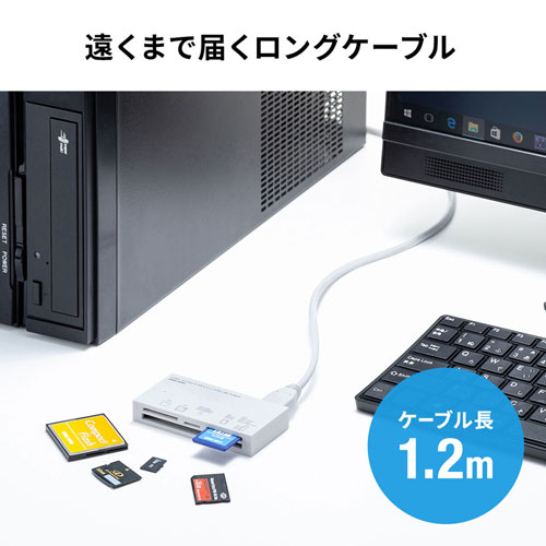 マルチカードリーダー(USB 3.1 Gen1対応・TYPE-A・5スロット・ホワイト)