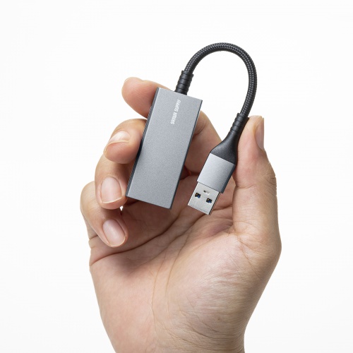 カードリーダー（SD/microSDカードリーダー・USB3.2 Gen1・USB A接続・超薄型・コンパクト・メッシュケーブル・シルバー） ADR-3MSD2S