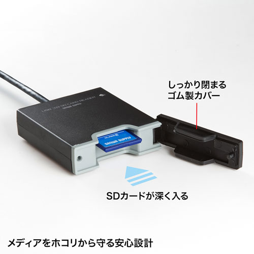 SDカードリーダー（microSD・USB・カバー付き） ADR-3SDUBKN サンワサプライ