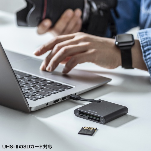SDカードリーダー（タイプC・microSD・コンパクトフラッシュ対応・SD4.0・ケーブル巻取り）