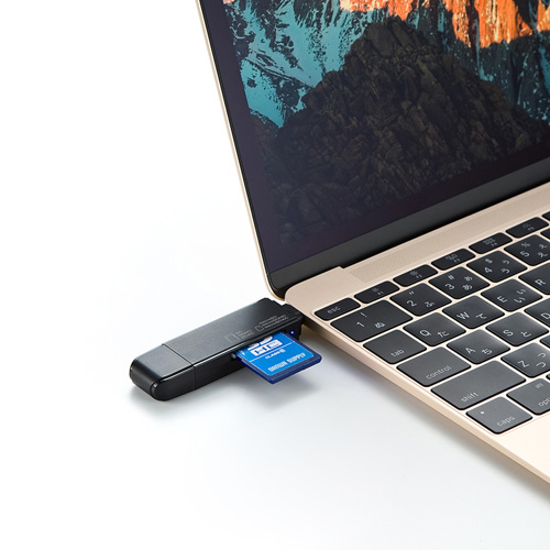 カードリーダー(タイプC・microSDXC・SDXC・SDHC・SD・キャップ付き，iPhone15対応，iPhone15plus対応) ADR-3TCMS6BK サンワサプライ