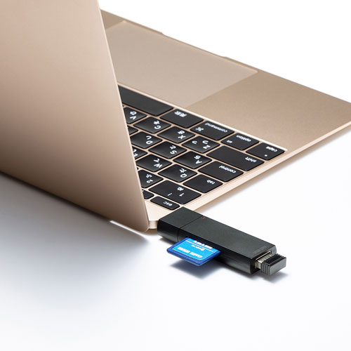 カードリーダー（タイプC・USB・スマホ・コンパクト・iPhone15・iPhone15plus・iPad Pro M4・iPad Air M2） ADR-3TCMS7BKN サンワサプライ