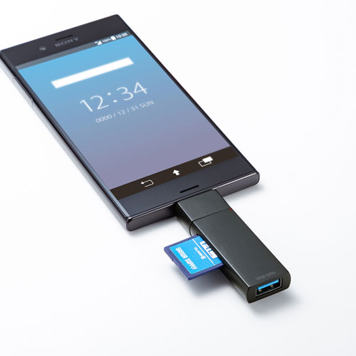 カードリーダー（タイプC・USB・スマホ・コンパクト・iPhone15・iPhone15plus・iPad Pro M4・iPad Air M2） ADR-3TCMS7BKN サンワサプライ