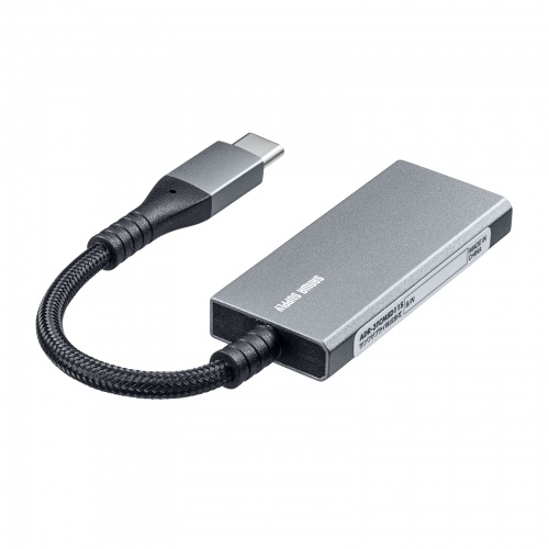 タイプCカードリーダー（SD・microSD・超薄型・コンパクト・メッシュケーブル・iPhone15・iPad Pro M4・iPad Air M2） ADR-3TCMSD11S サンワサプライ