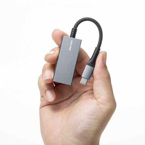 タイプCカードリーダー（SD・microSD・超薄型・コンパクト・メッシュケーブル・iPhone15・iPad Pro M4・iPad Air M2） ADR-3TCMSD11S サンワサプライ