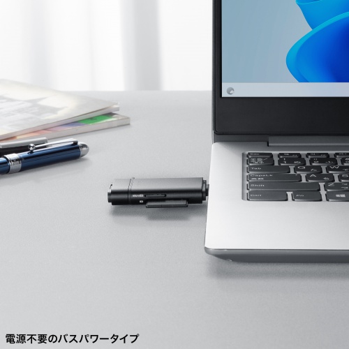 USB-C カードリーダー（SDカード・microSDカード・UHS-II 対応・USB3.0・5Gbps・2-in-1・小型・軽量・高速・ブラック）