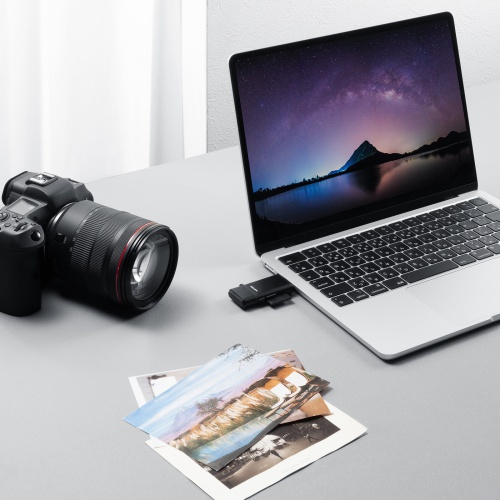 USB-C カードリーダー（SDカード・microSDカード・UHS-II 対応・USB3.0・5Gbps・2-in-1・小型・軽量・高速・ブラック）