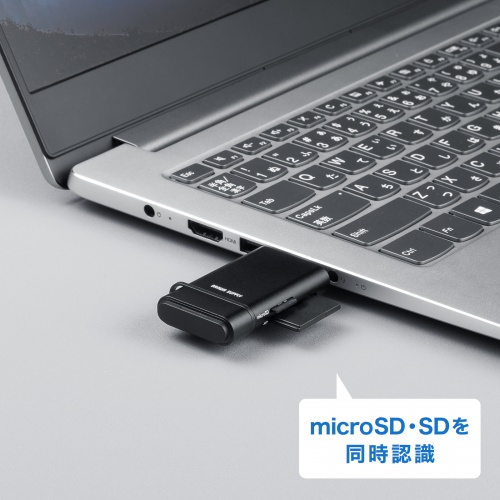 USB-C カードリーダー（SDカード・microSDカード・UHS-II 対応・USB3.0・5Gbps・2-in-1・小型・軽量・高速・ブラック）