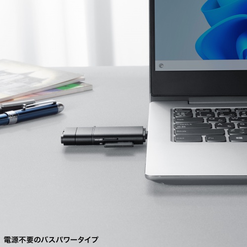 カードリーダー（USB A & USB-C 接続・SDカード・microSDカード・UHS-II 対応・USB3.0・5Gbps・2-in-1・小型・軽量・高速・ブラック）