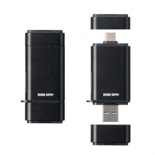 カードリーダー（USB A & USB-C 接続・SDカード・microSDカード・UHS-II 対応・USB3.0・5Gbps・2-in-1・小型・軽量・高速・ブラック）
